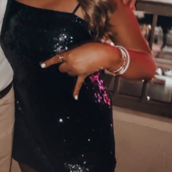 navy sequin cocktail dress - Picture 2 of 2